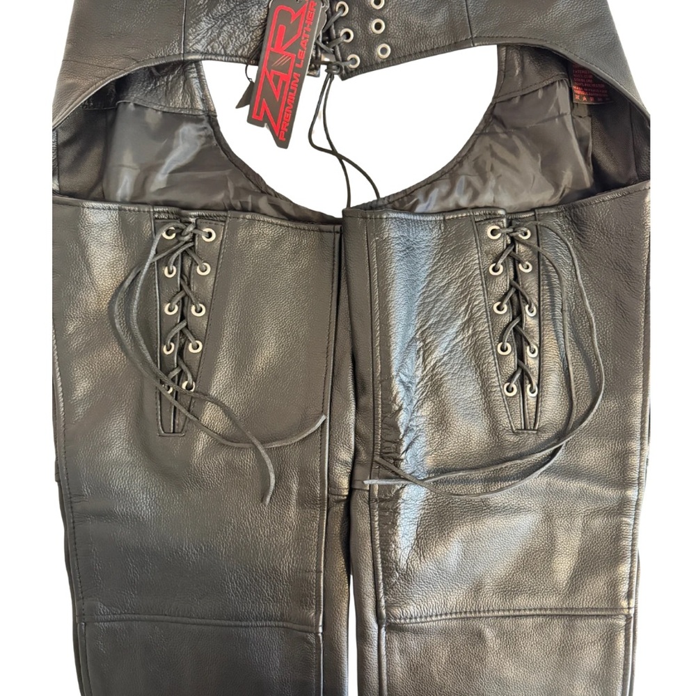 Z1R Leather Black Lace-Up Leather Chaps